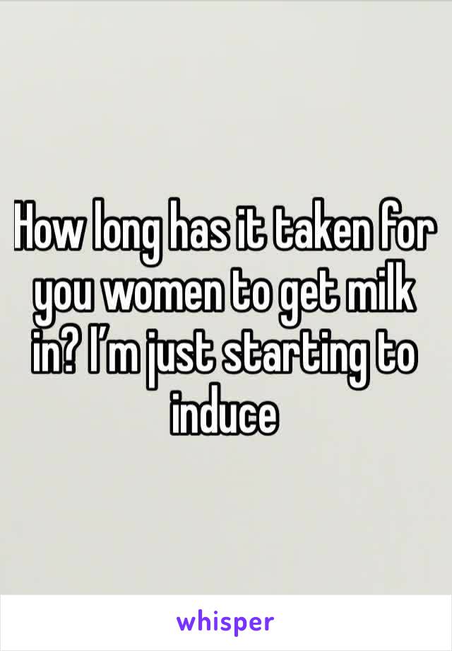 How long has it taken for you women to get milk in? I’m just starting to induce 