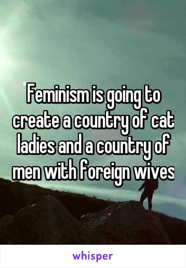 Feminism is going to create a country of cat ladies and a country of men with foreign wives