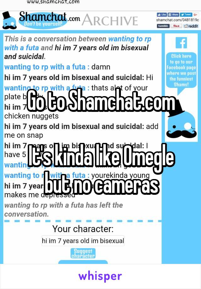 Go to Shamchat.com

It's kinda like Omegle but no cameras
