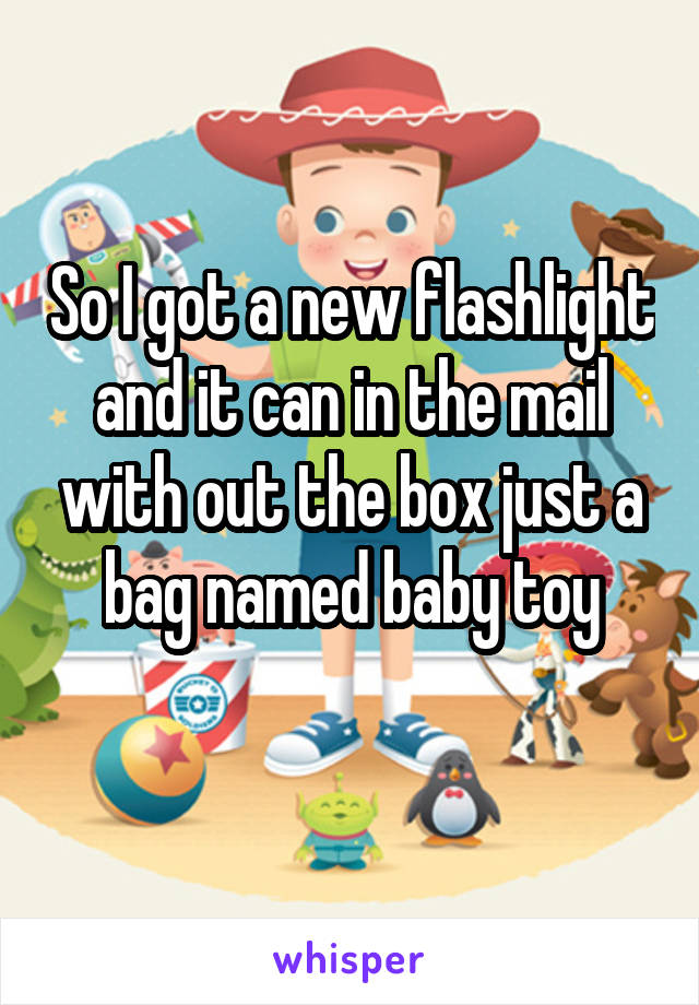 So I got a new flashlight and it can in the mail with out the box just a bag named baby toy

