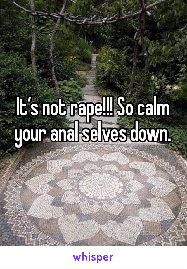 It’s not rape!!! So calm your anal selves down. 
