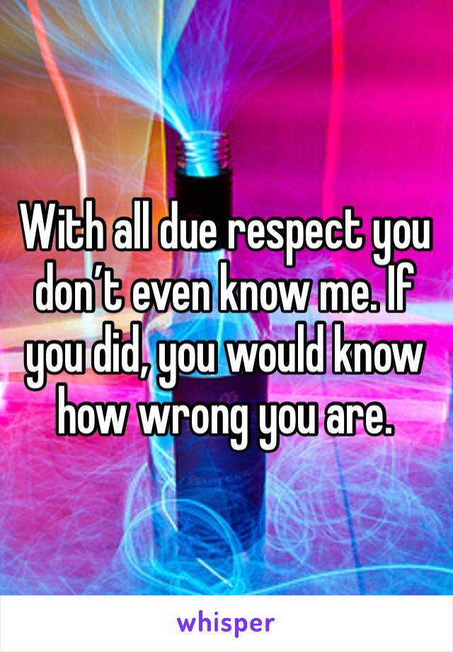 With all due respect you don’t even know me. If you did, you would know how wrong you are. 