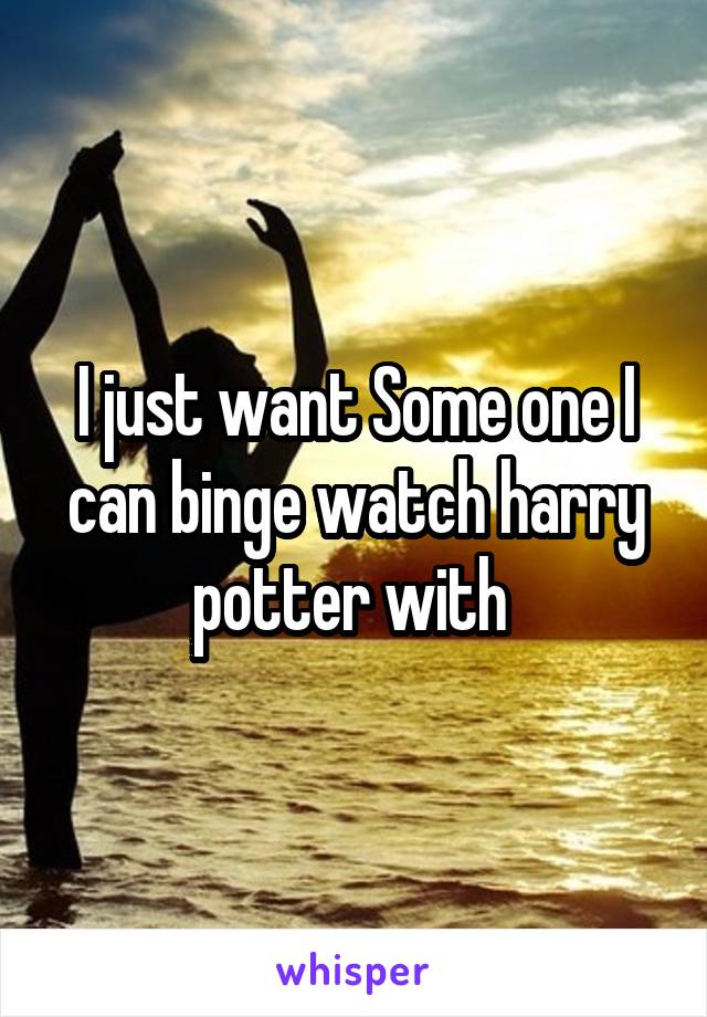 I just want Some one I can binge watch harry potter with 