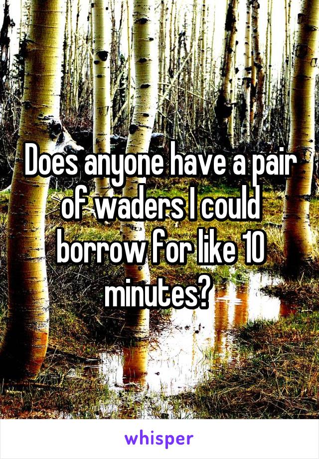 Does anyone have a pair of waders I could borrow for like 10 minutes? 