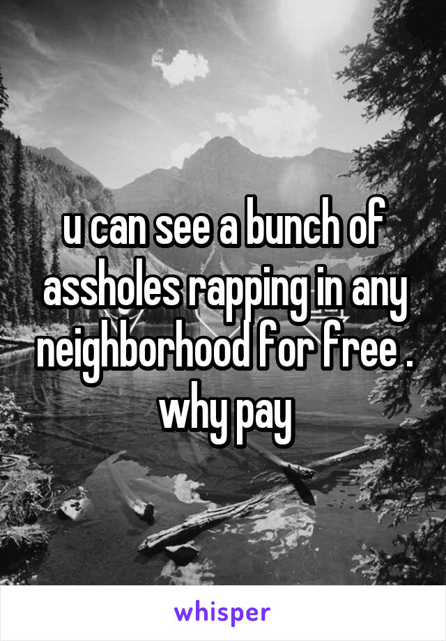 u can see a bunch of assholes rapping in any neighborhood for free . why pay