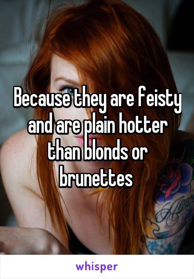 Because they are feisty and are plain hotter than blonds or brunettes 