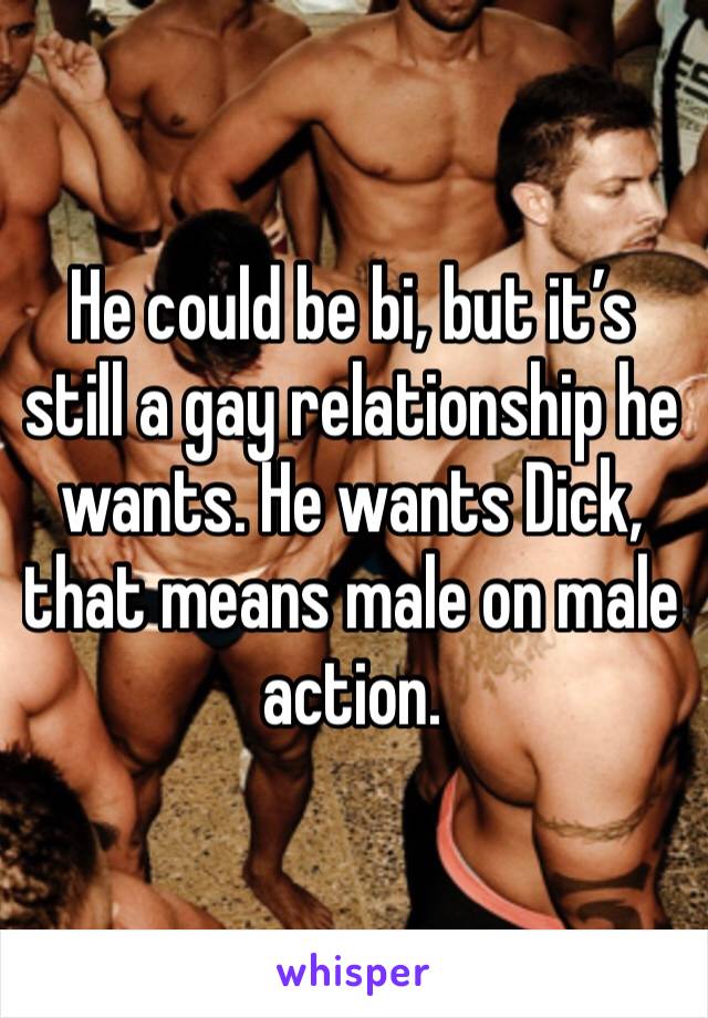 He could be bi, but it’s still a gay relationship he wants. He wants Dick, that means male on male action. 