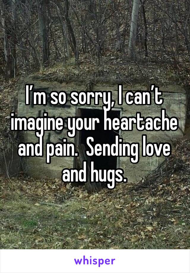 I’m so sorry, I can’t imagine your heartache and pain.  Sending love and hugs. 