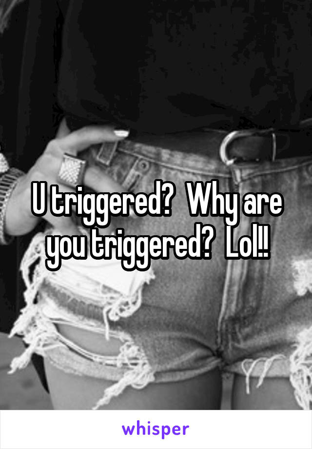 U triggered?  Why are you triggered?  Lol!!