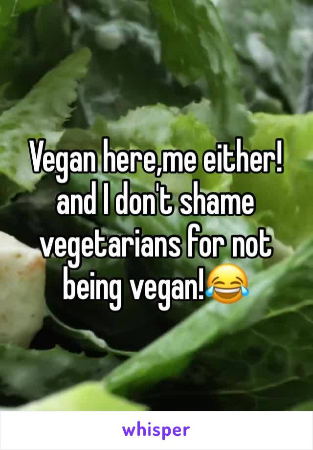 Vegan here,me either!and I don't shame vegetarians for not being vegan!😂