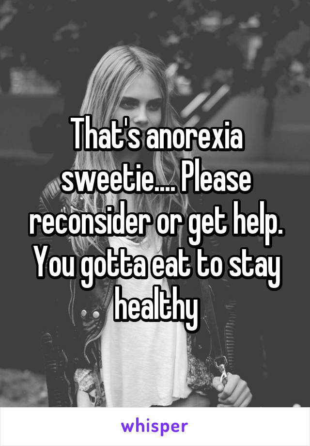That's anorexia sweetie.... Please reconsider or get help.
You gotta eat to stay healthy