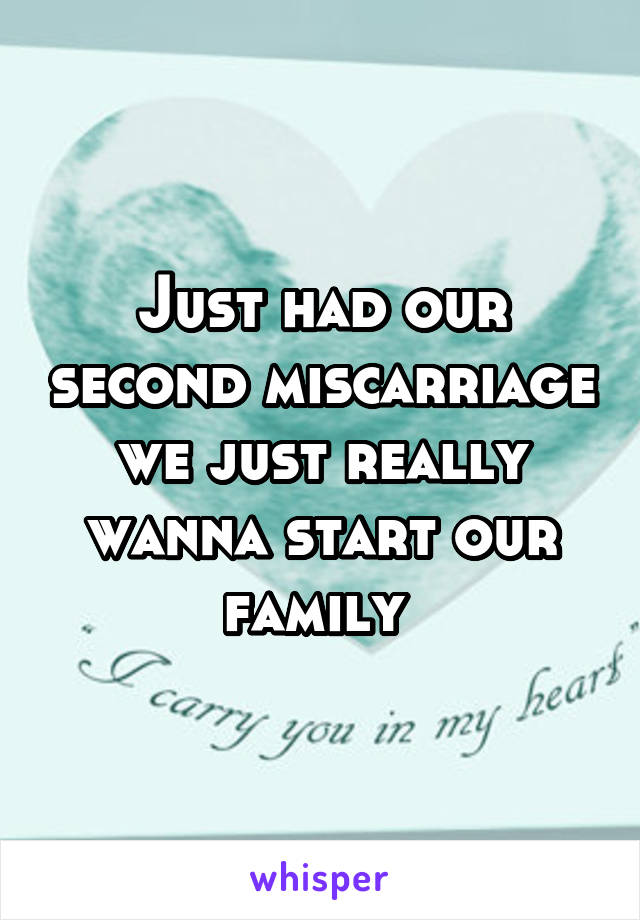 Just had our second miscarriage we just really wanna start our family 