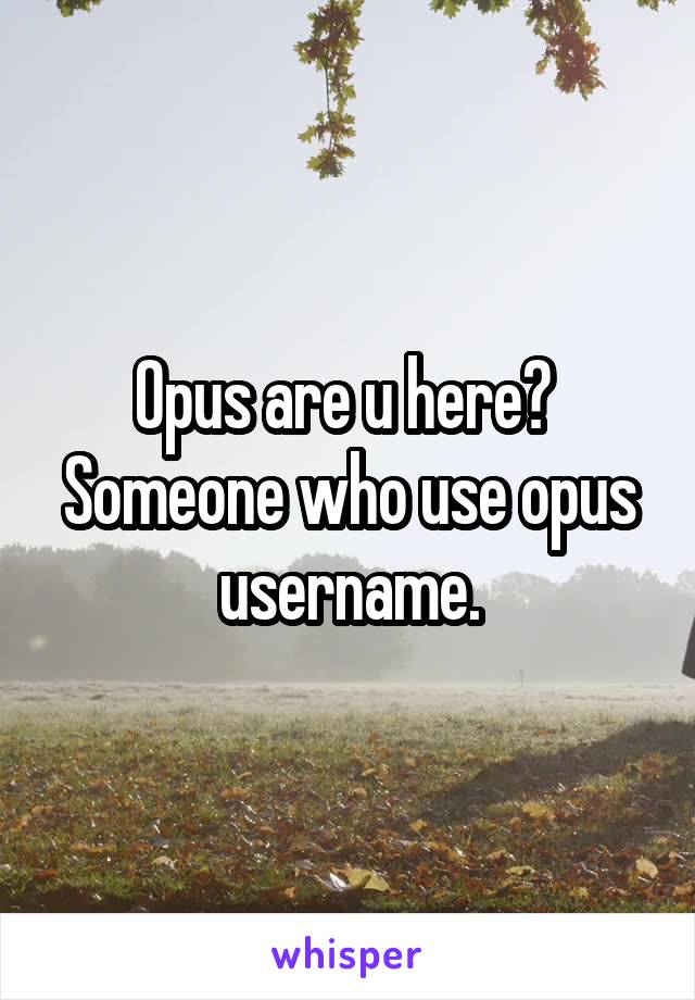 Opus are u here? 
Someone who use opus username.