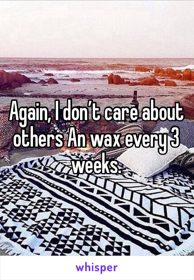 Again, I don’t care about others An wax every 3 weeks.