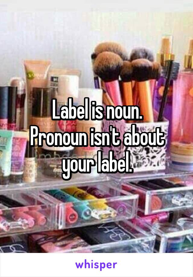 Label is noun.
Pronoun isn't about your label.