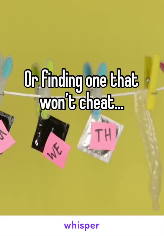 Or finding one that won’t cheat...