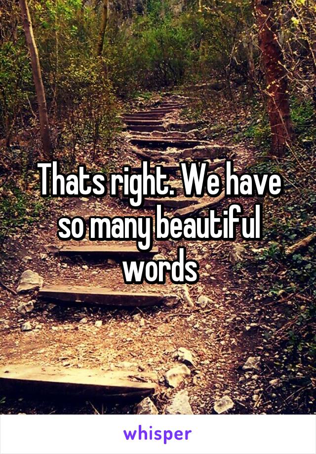 Thats right. We have so many beautiful words