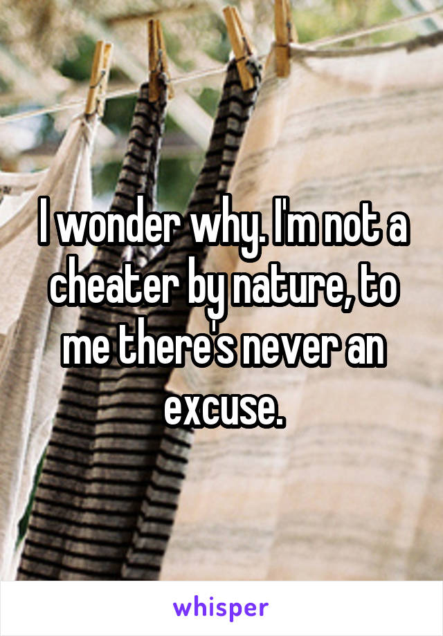 I wonder why. I'm not a cheater by nature, to me there's never an excuse.