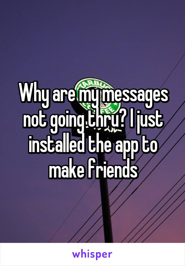 Why are my messages not going thru? I just installed the app to make friends