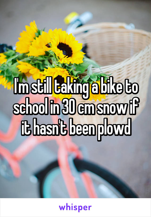 I'm still taking a bike to school in 30 cm snow if it hasn't been plowd