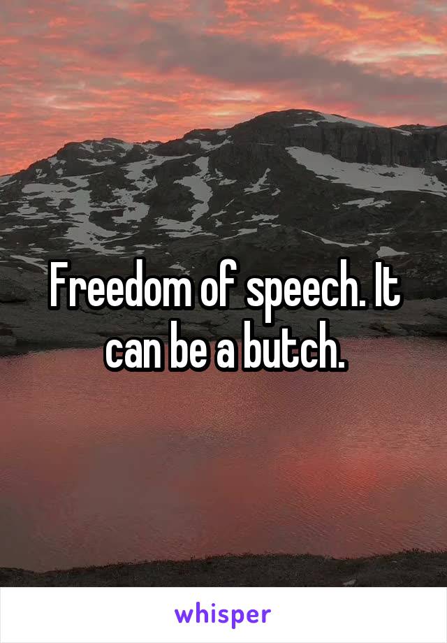 Freedom of speech. It can be a butch.