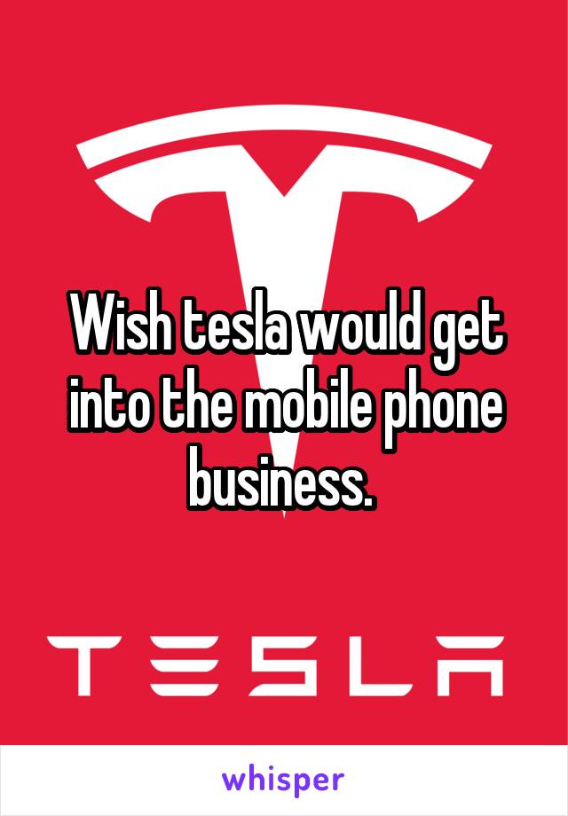 Wish tesla would get into the mobile phone business. 