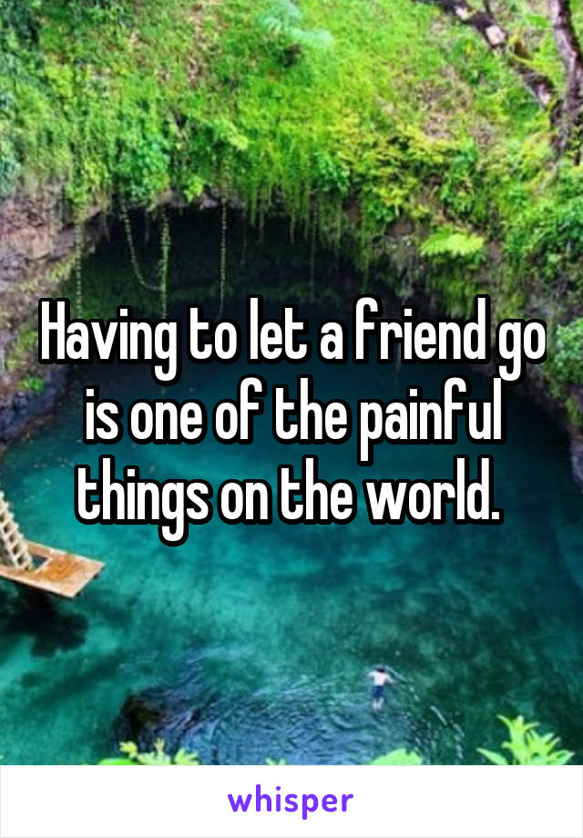 Having to let a friend go is one of the painful things on the world. 