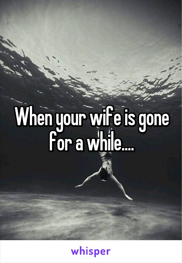 When your wife is gone for a while....