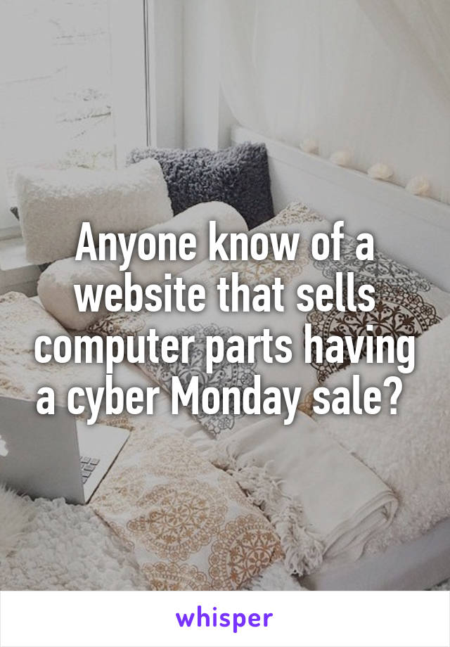 Anyone know of a website that sells computer parts having a cyber Monday sale? 