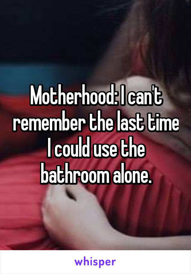 Motherhood: I can't remember the last time I could use the bathroom alone.