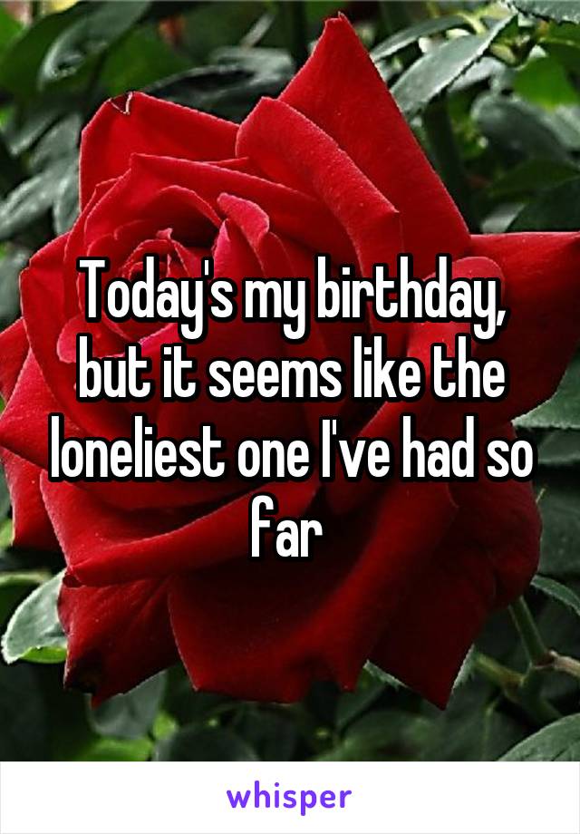 Today's my birthday, but it seems like the loneliest one I've had so far 