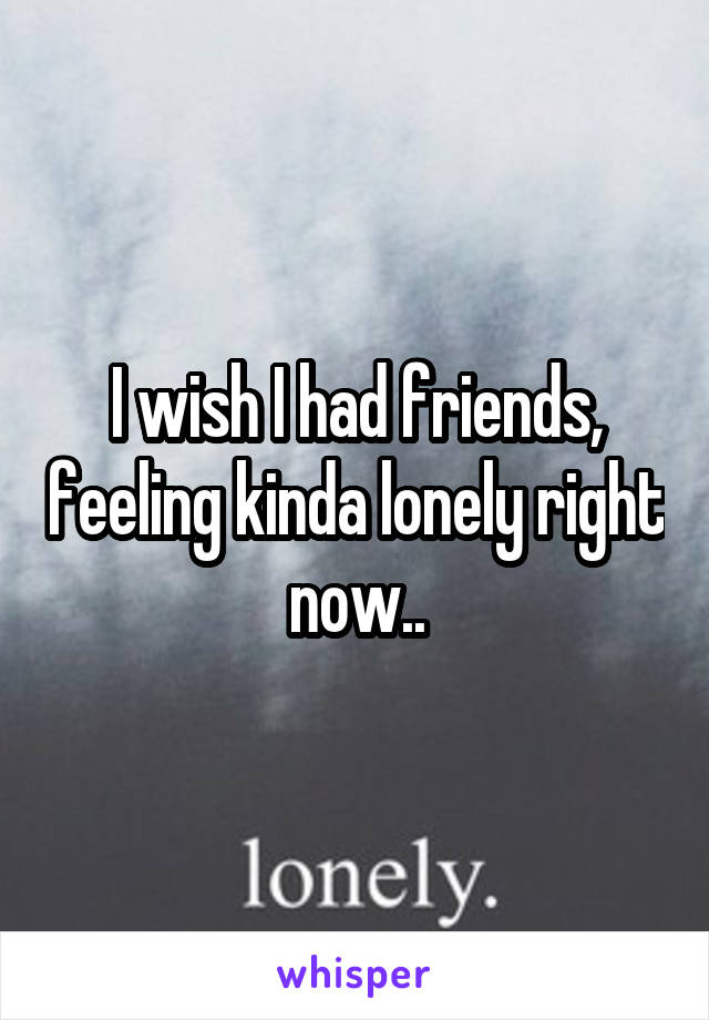 I wish I had friends, feeling kinda lonely right now..