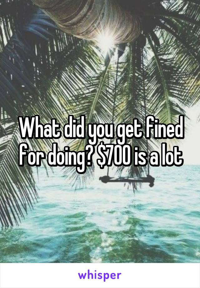 What did you get fined for doing? $700 is a lot