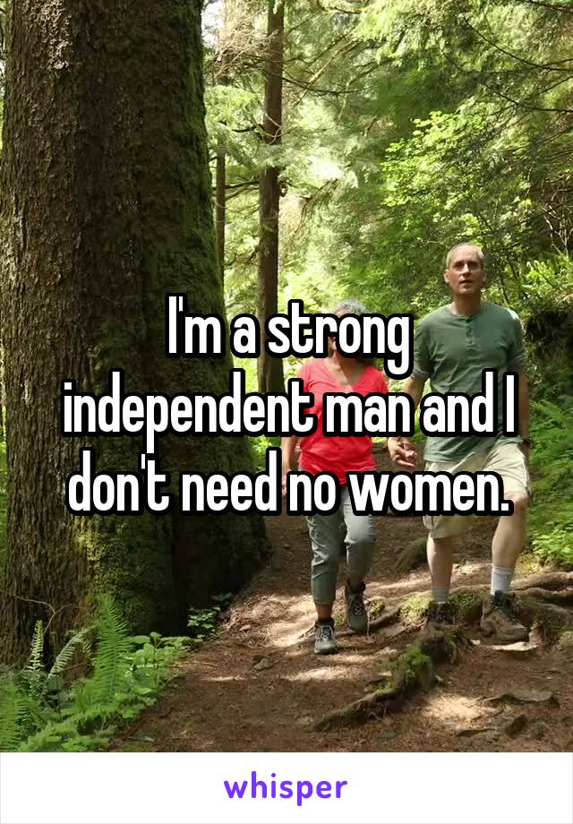 I'm a strong independent man and I don't need no women.