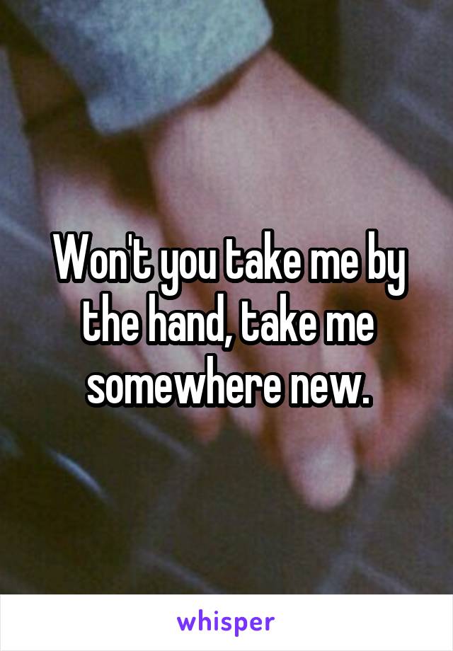 Won't you take me by the hand, take me somewhere new.