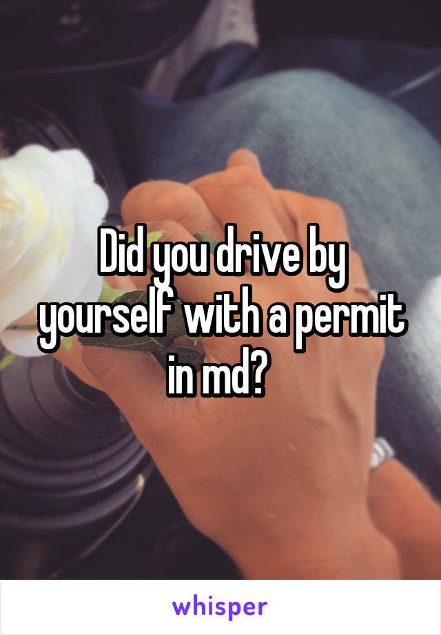 Did you drive by yourself with a permit in md? 