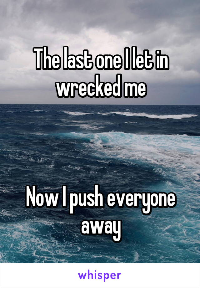 The last one I let in wrecked me



Now I push everyone away