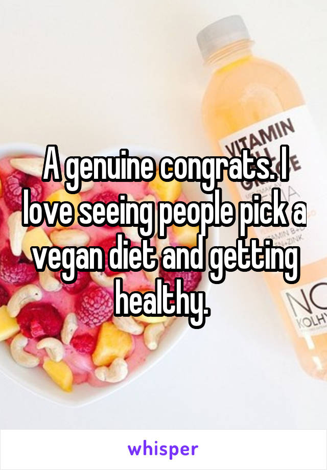 A genuine congrats. I love seeing people pick a vegan diet and getting healthy. 