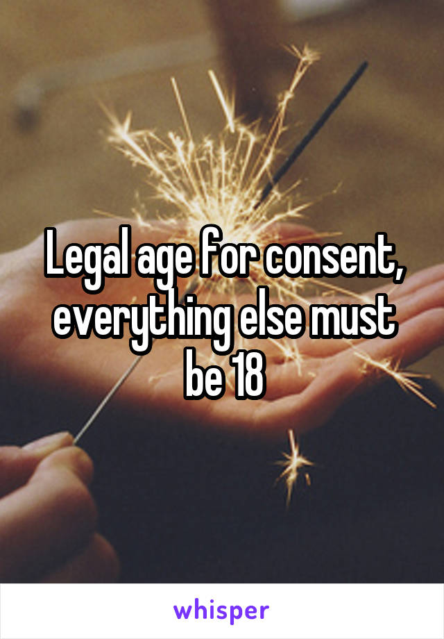 Legal age for consent, everything else must be 18