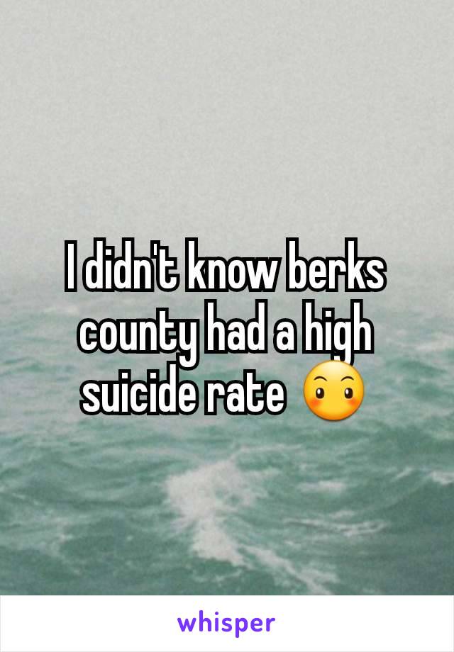 I didn't know berks county had a high suicide rate 😶