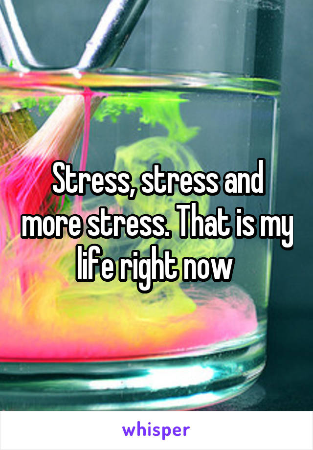 Stress, stress and more stress. That is my life right now 