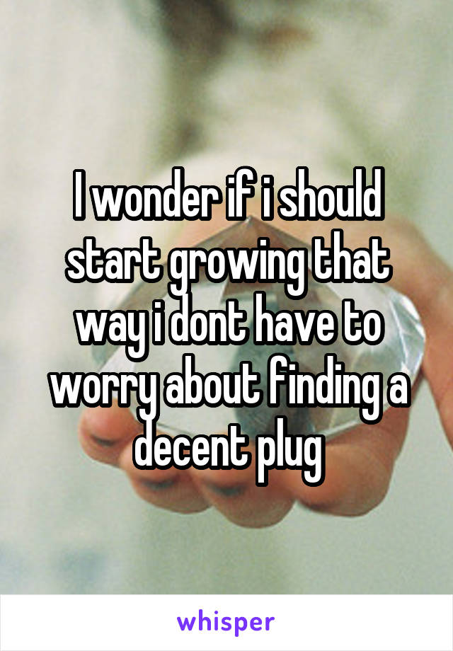 I wonder if i should start growing that way i dont have to worry about finding a decent plug