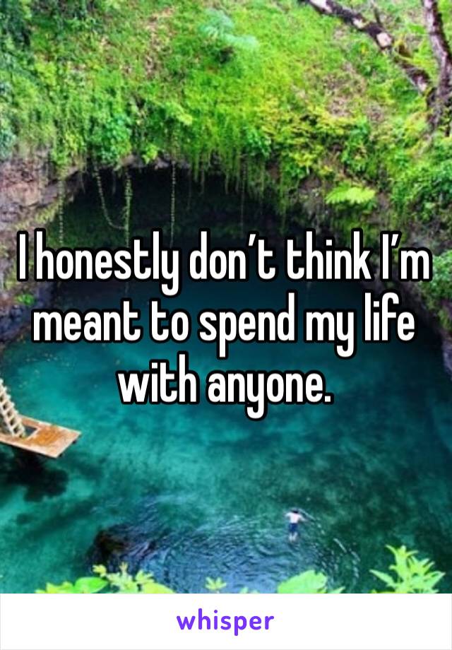 I honestly don’t think I’m meant to spend my life with anyone. 