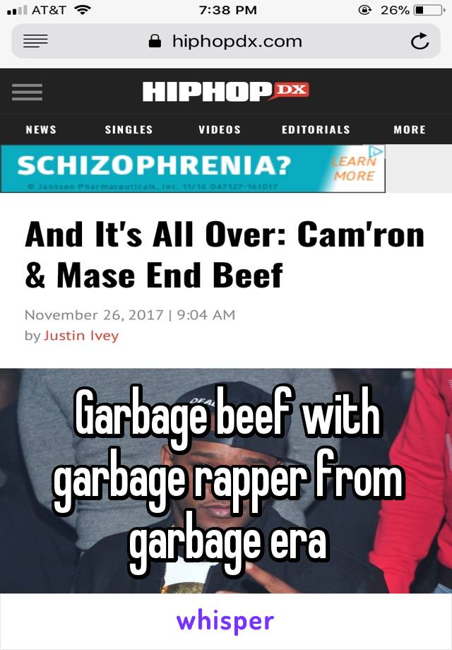 




Garbage beef with garbage rapper from garbage era