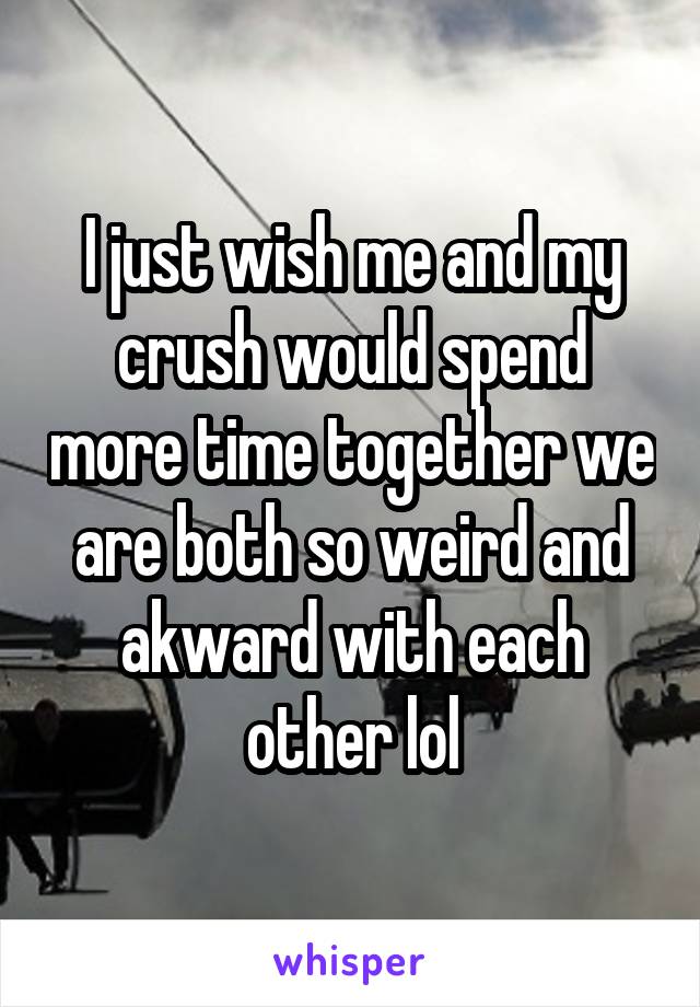 I just wish me and my crush would spend more time together we are both so weird and akward with each other lol