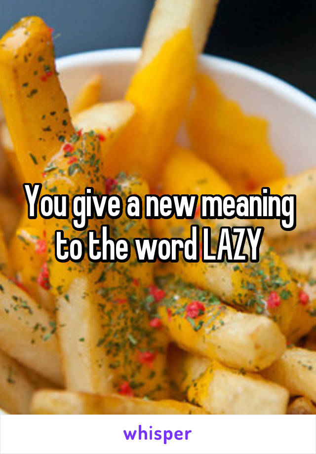 You give a new meaning to the word LAZY