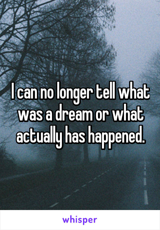 I can no longer tell what was a dream or what actually has happened.
