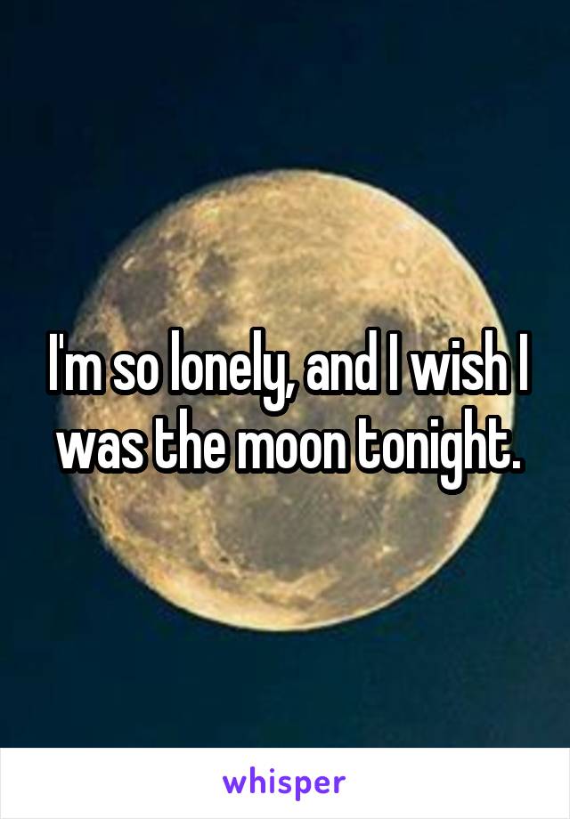 I'm so lonely, and I wish I was the moon tonight.