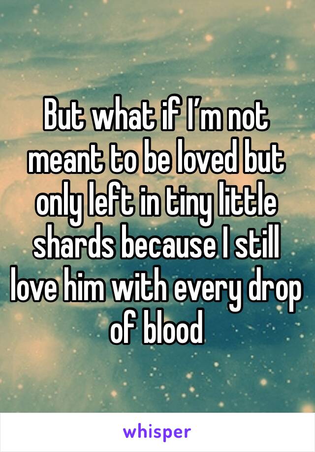 But what if I’m not meant to be loved but only left in tiny little shards because I still love him with every drop of blood 