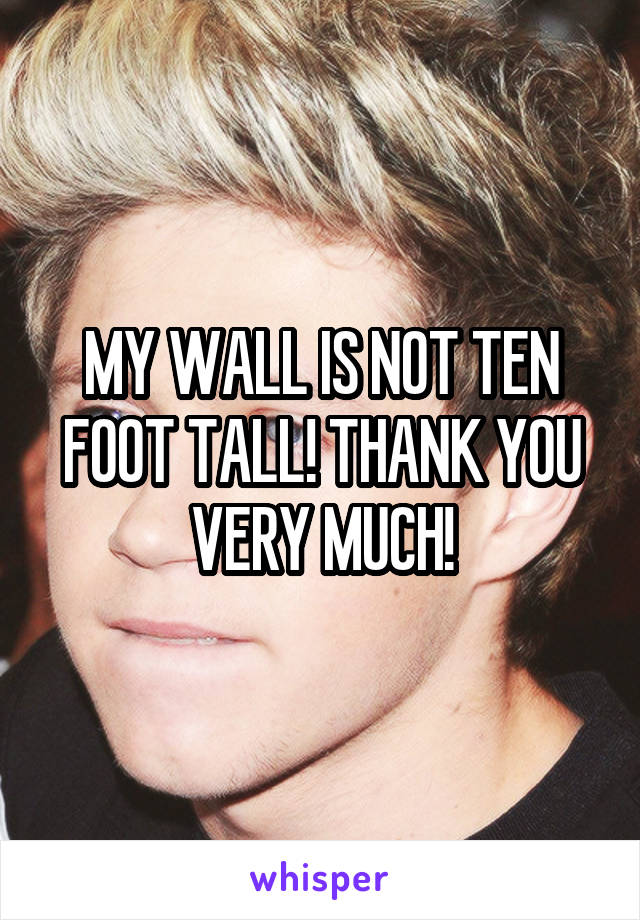 MY WALL IS NOT TEN FOOT TALL! THANK YOU VERY MUCH!